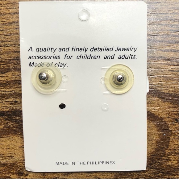 Vintage Handmade Poly Clay Happy Hanukkah Earrings - Picture 3 of 3